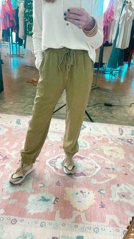 INHERITED JOGGERS-WASHED OLIVE-WAREHOUSE SALE