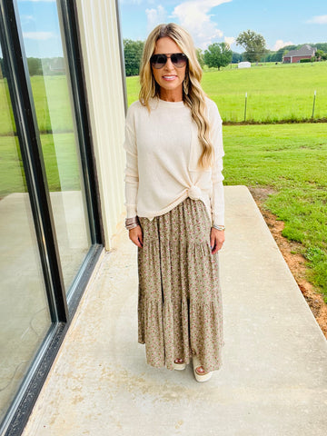 BETTER BE RIGHT MAXI SKIRT--OLIVE-FLASH SALE